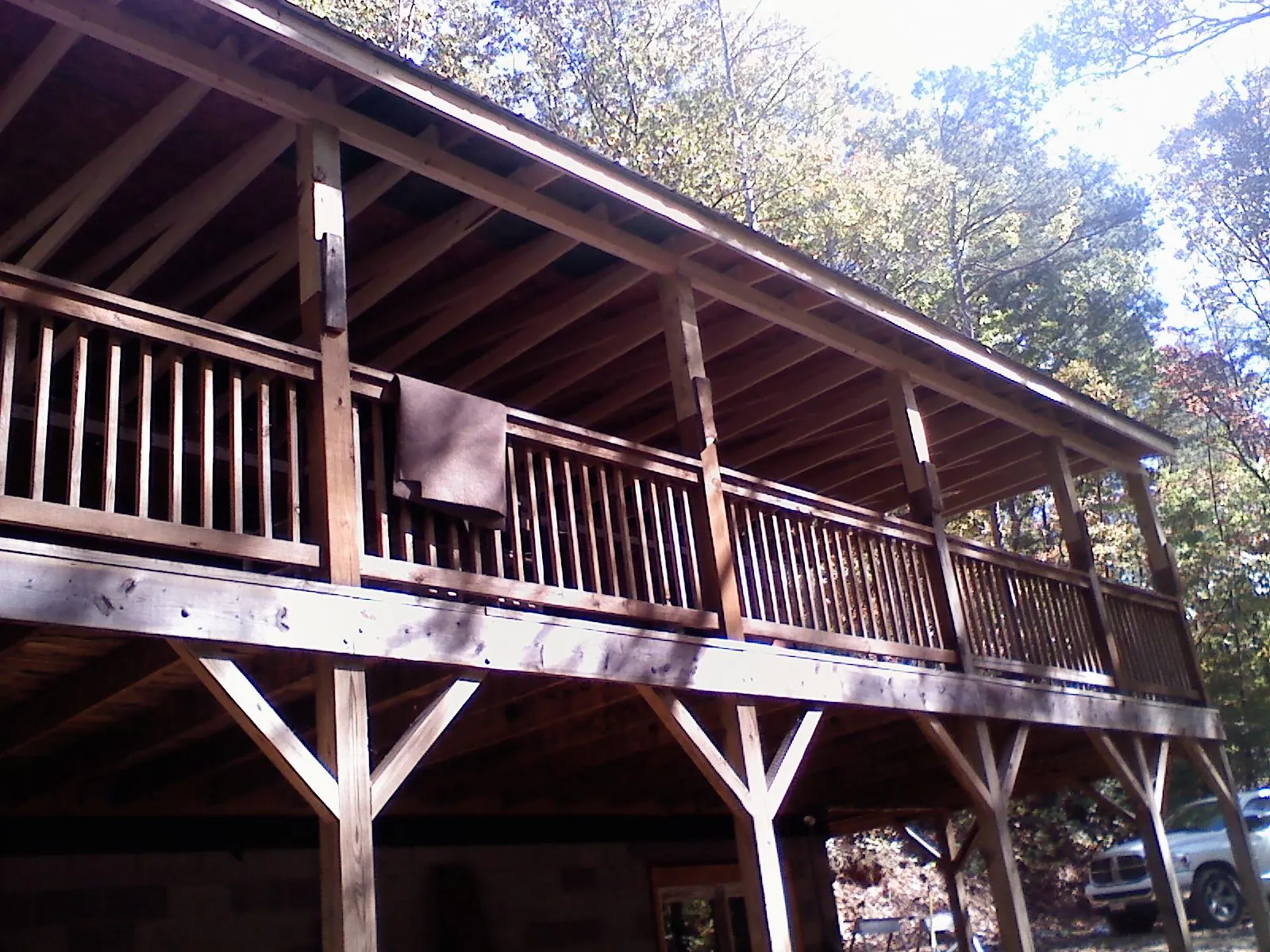 Timber framing under a new elevated porch and deck — Roof Leak Repair in Dunlap by Roofing Brothers